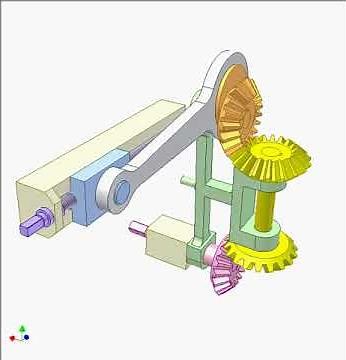 Two rocker mechanism with bevel gears