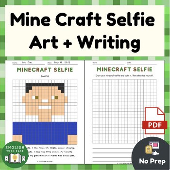 Minecraft Craft: Selfie Grid Art | Back to School All About Me Classroom Decor