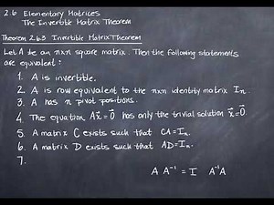 The Invertible Matrix Theorem