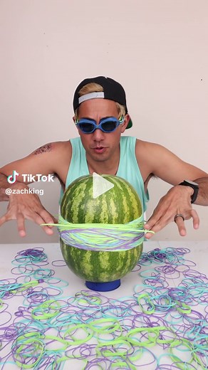 How many rubber bands does it take to break a watermelon ? #rubberband #watermelon