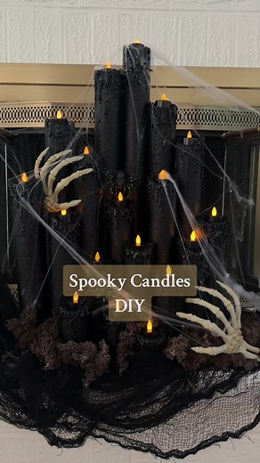Spooky season is here! Just made this creepy candle display with pool noodles and spray paint! Easy Halloween DIY inspired by @Home Decor | DIY’s #easydiy #spookyseason #halloweendecor #halloweendiy #halloweencrafts
