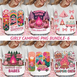 Camping Girls PNG Bundle, Glamping Pink Campfire Clipart, Cute Camp Squad Sublimation, Retro Girly Camping Crew Design - Etsy