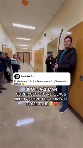 COMPLEX on Instagram: "It’s the pure joy 🥹 Hugh Jackman made a high school band’s Christmas dream come true (🎥: Via @isaiahgarza)"