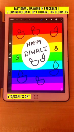 Easy Diwali Drawing in Procreate | Stunning Colorful Diya Tutorial for Beginners #shorts