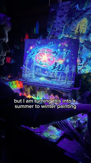 My Exploding Star Nebula is now als a seasonal change painting ✨-#oilpainting #art #artwork