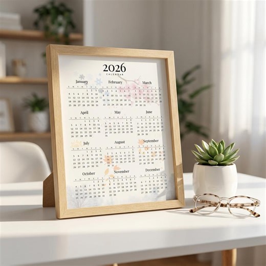 Buy 2026 Calendar Printable, Seasonal Wall Desk Planner, Instant Download A4 Letter PDF Online in India - Etsy