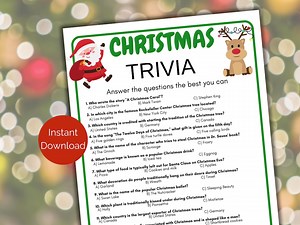 Christmas Trivia Game, Fun Printable Christmas Game, Christmas Quiz, Fun Christmas Activities for Adults, Kids and Teens - Etsy