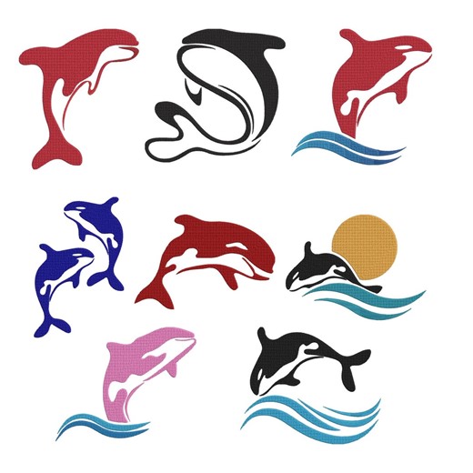 Dolphin Ocean Sea Embroidery Design, Ocean Sea Life Machine Embroidery File, 8 Design, 9 Size, Instant Download - Etsy Canada