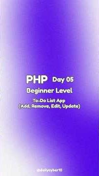 PHP Project | Day 05 (Part 1) #dailycyber #php #phptutorial #phpproject #phpbasics