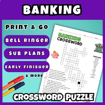 Banking Crossword Puzzle Activity Financial Literacy Life Skills Middle School