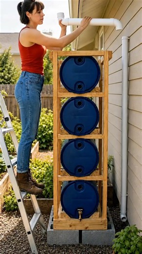 DIY Rain Barrel System for Free Garden Water 🌧️🌱