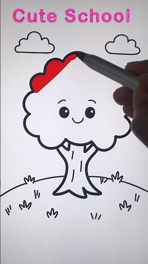 Coloring a Cute Tree | Easy Nature Coloring for Kids