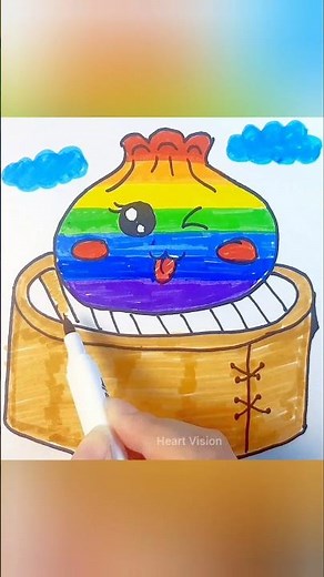 Drawing Challenge: Rainbow Dumpling! #art #drawing #artforkids #easydrawing