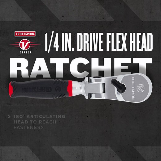 Hard-to-reach fasteners are now within reach when you use the V-Series™ 1/4 in. Drive Flex Head Ratchet. Visit http://bit.ly/3mpH5CR to add one to your toolbox. | Craftsman