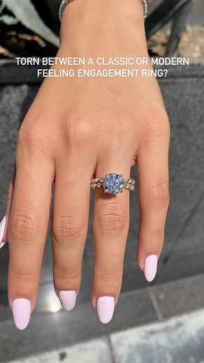 Golden String Inc on Instagram: "Torn between a Classic or Modern Feeling Engagement Ring? You’re not the only one! Going classic all the way may lack the uniqueness you’re looking for while a very trendy ring may risk going out of style through the years The best way to not commit to either is to go with a ring like this! The center is a classic Round, praised for its classic feel and ideal investment value - and for the setting, a modern marquis and round alternating band with a perfect hidden