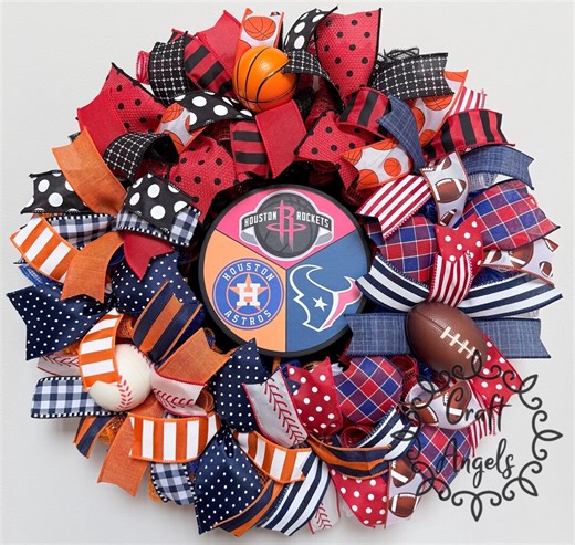 Houston Astros Deco Mesh Wreath, Houston Texans Football Wreath, Rockets Basketball, MLB, NBA, NFL, Baseball Wreath, Astros, Sports Wreath. - Etsy
