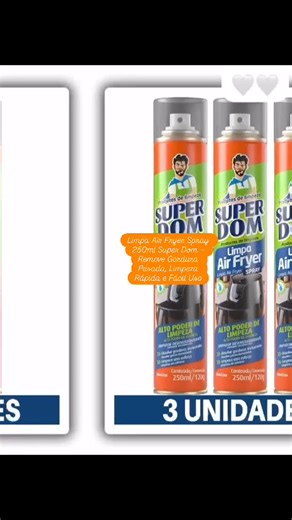 ACHADOS | PROMOÇÕES | CUPONS on Instagram: "￼Limpa Air Fryer Spray 250ml Super Dom – Remove Gordura Pesada, Limpeza Rápida e Fácil Uso"