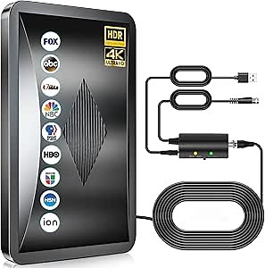 2024 Upgraded TV Antenna for Smart Tv Up to 880+ Miles Range, Indoor Outdoor Antenna for All Old/Smart HDTVs, 4K 1080P HD Digital Antenna with Amplifier Signal Booster/Thick Coaxial Cable