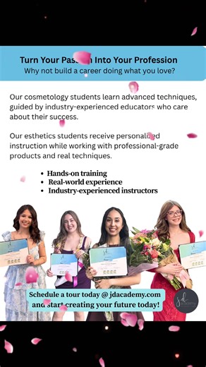 So proud of our four graduates from JD Academy’s program this week . Schedule your tour today at jdacademy.com and start your future in the beauty!