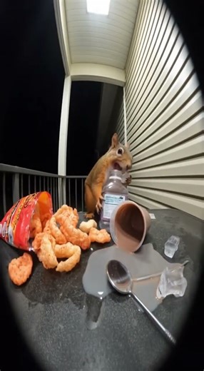 😱 Spicy Snack Chaos: Squirrel Makes a Mess! 🌶️🐿️