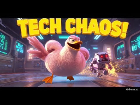 “Pink Duck vs Robots! 😂 Epic Tech Chaos Short”