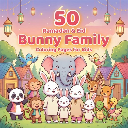 Rabbit Family Ramadan Coloring Pages – 50 Bunny Printable Activity Sheets - Etsy