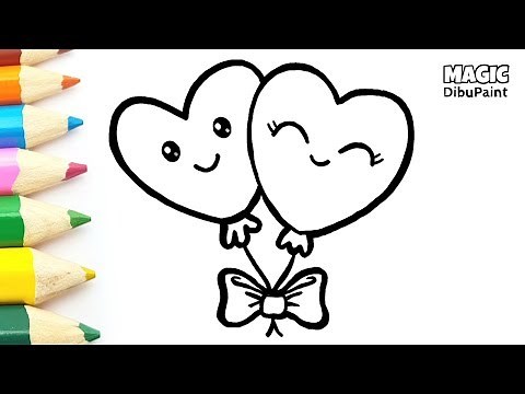Dibujos Kawaii Love | Cómo Dibujar Globos de Corazones para San Valentín