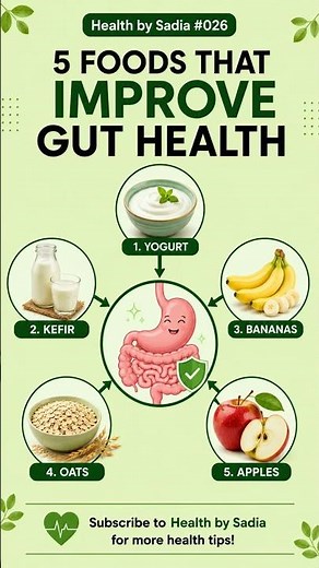 💚 Improve your gut health naturally with these 5 healthy foods for better digestion!