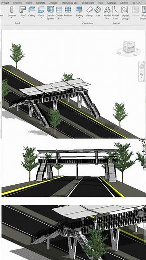 Parametric bridge family done inside Revit using nested and adaptive families