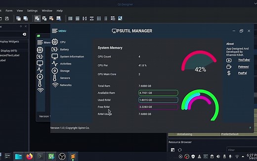 python GUI教程-spinn-系统监控_pyqt_pyside