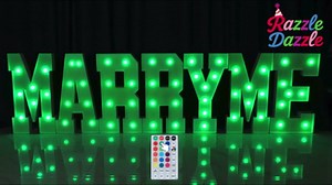 Marry Me Light-up Letters Sign: 18 Colors 3FT Will You Marry Me Sign Large Marquee Letters Kit for Proposal Decorations Outdoor Large Engagement Wedding Party Decorations 2000 Rose Petals Pack of 7