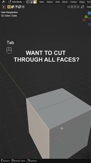 #11 Knife Tool cut through faces blender tips #blender #blender3d #tutorial #tips #tipsandtricks