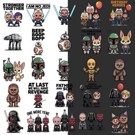 Star Wars Chibi Clipart Bundle | 66 PNG Jedi, Galaxy Characters - Etsy