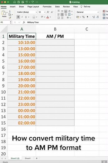 How to convert Military Time into AM PM Time Format in #exceltips #excel #excelpro #excel #exceltricks