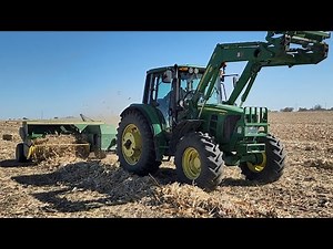 Square Baling Corn Stalks for Hogs