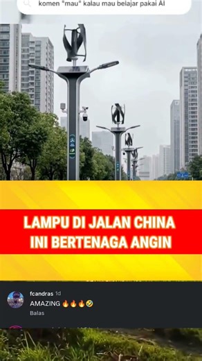 LAMPU DI JALAN CHINA INI BERTENAGA ANGIN