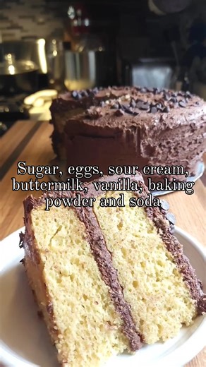 Our favorite yellow cake with chocolate frosting (recipe in comments) | A Farmgirl's Kitchen