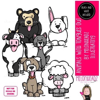 Animals with tongues out clip art Mini