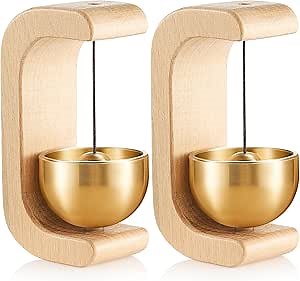 Zonon 2 Pcs Magnetic Wooden Wind Chime Doorbell Decoration Shopkeepers Bell for Door Opening C Shape for Housewarming Gift Refrigerator Room Garden Restaurant (Nature Beech)