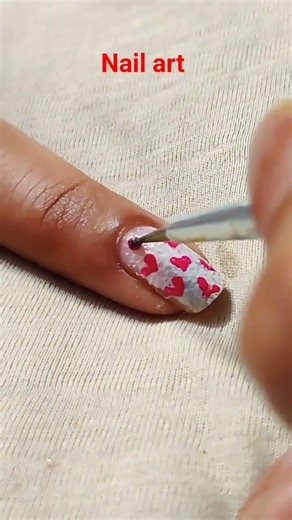 💅 ❤️❤️simple finger touch with Red heart nail art design #2026 #nailartdesigns #shortvideo