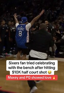 Sixers Fan's $10K Shot Celebration with Bench