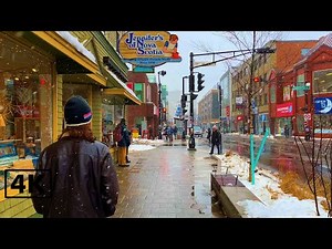 LIGHT SNOWFALL DOWNTOWN HALIFAX - CANADA - NOVA SCOTIA - 4K AMBIENCE