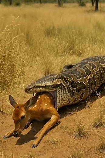Python Wraps Around Deer – Can It Escape? #Wildlife #AnimalAttack #Nature #Shorts #Viral