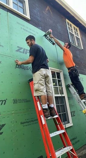 Installing zip sheathing on a house in westlake OH