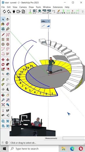 Curved stair sketchUP #tutorial #beginners #sketchupplugins #stairs