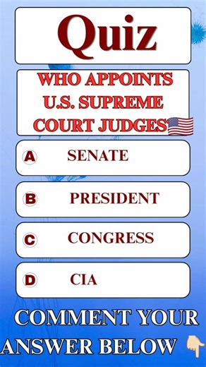 “Who Appoints U.S. Supreme Court Judges? 🇺🇸 | Quick GK Quiz #Shorts”
