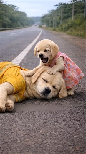 this poor puppy 🔥 have doesn't accident 🔥and puppy mother #funny #shortvideo #shotsfeed