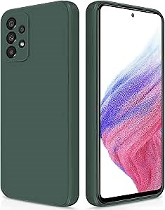 GiiYoon Silicone Case Compatible with Samsung Galaxy A53 5G, Full Body Silky Soft Touch Phone Case with Camera Protection, Shockproof Cover with Microfiber Lining, Green