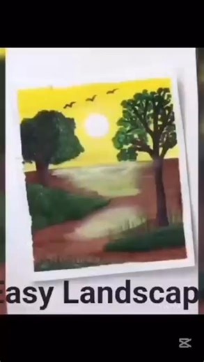 Easy Morning Landscape # easy #acrylicscenery #shorts