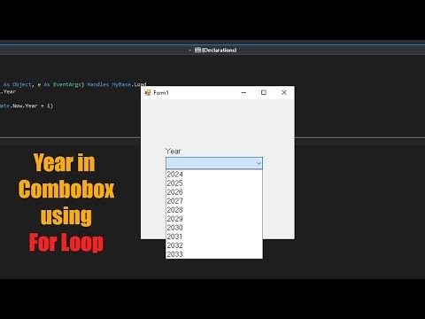 VB.Net Tutorials - How to fill year in combobox using for loop